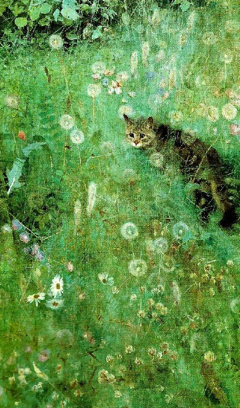 bruno liljefors katt pa blommande sommarang oil painting picture